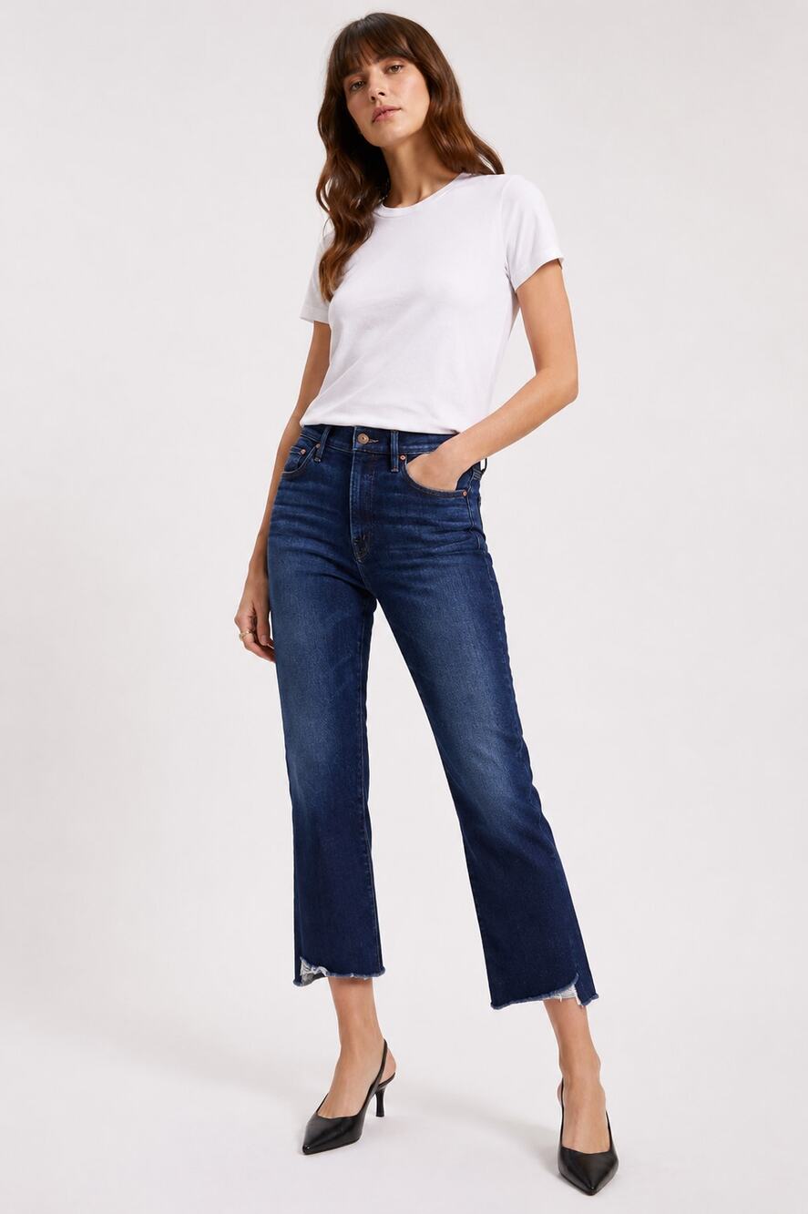 Mother SZ 25/2 The Insider Crop Step Fray Jeans Home Movies Wash Raw Hem